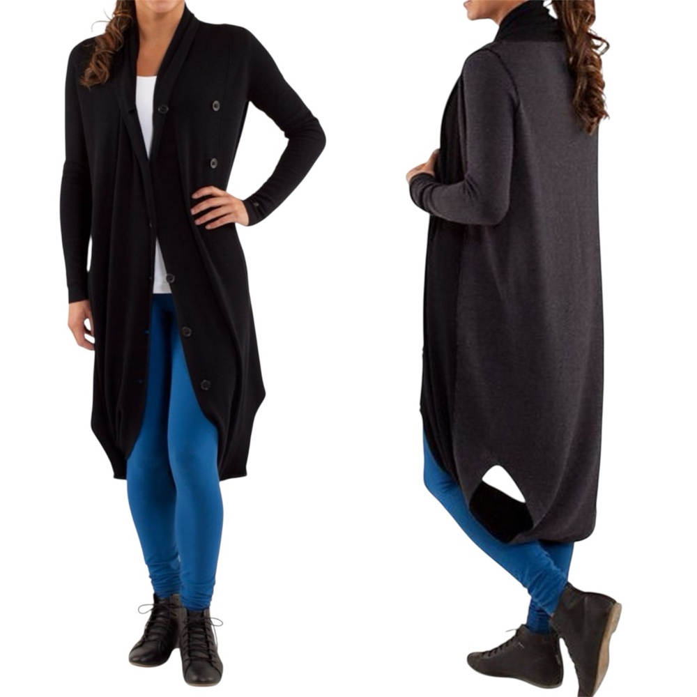Lululemon | Intuition Long Convertible Cardigan Sweater Wrap Black Size Small